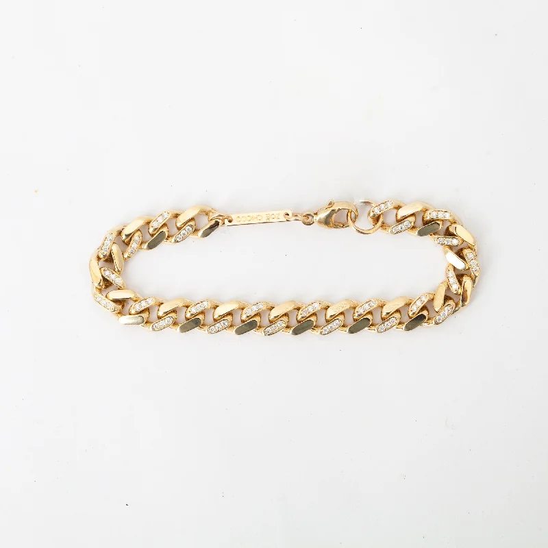 Alternating Pavé Diamond Large Curb Chain Bracelet