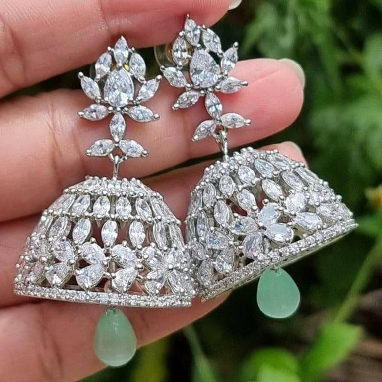 Amaya Silver AD Jhumka Earrings