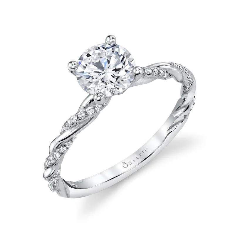 vintage-inspired engagement rings -Sylvie Collection 14K White Gold Round Engagement Ring Setting