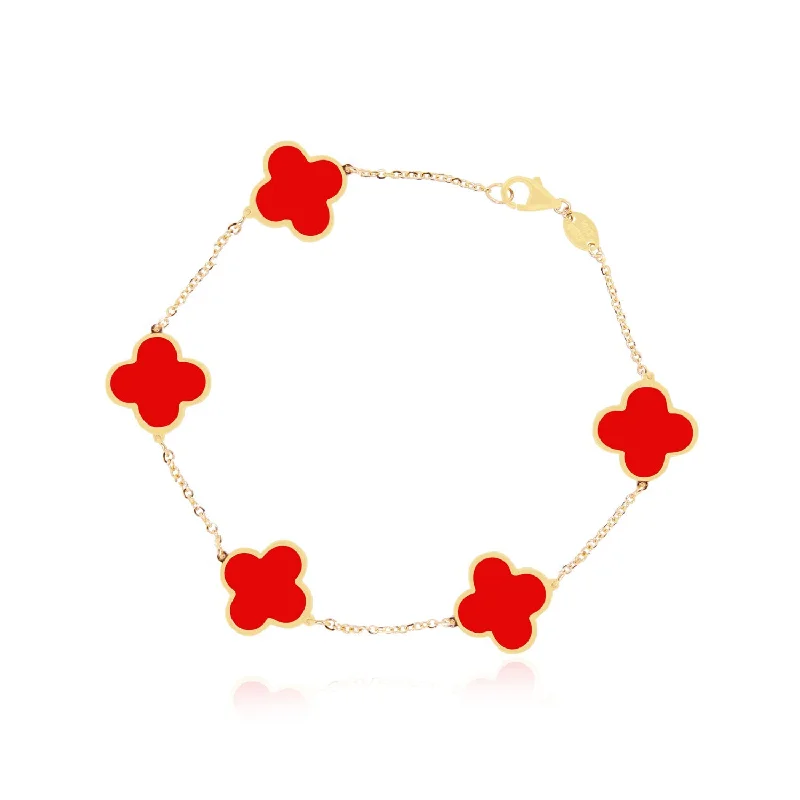 Large Coral Clover Bracelet