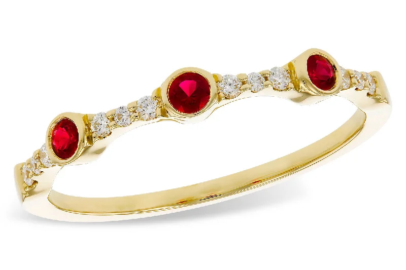 14K Yellow Gold 0.24ctw Ruby & Diamond Station Ring by Allison Kaufman