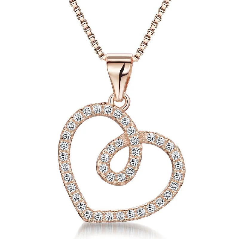 gold chain necklaces for women -Jools Rose Gold Open CZ Swirl Heart Necklace