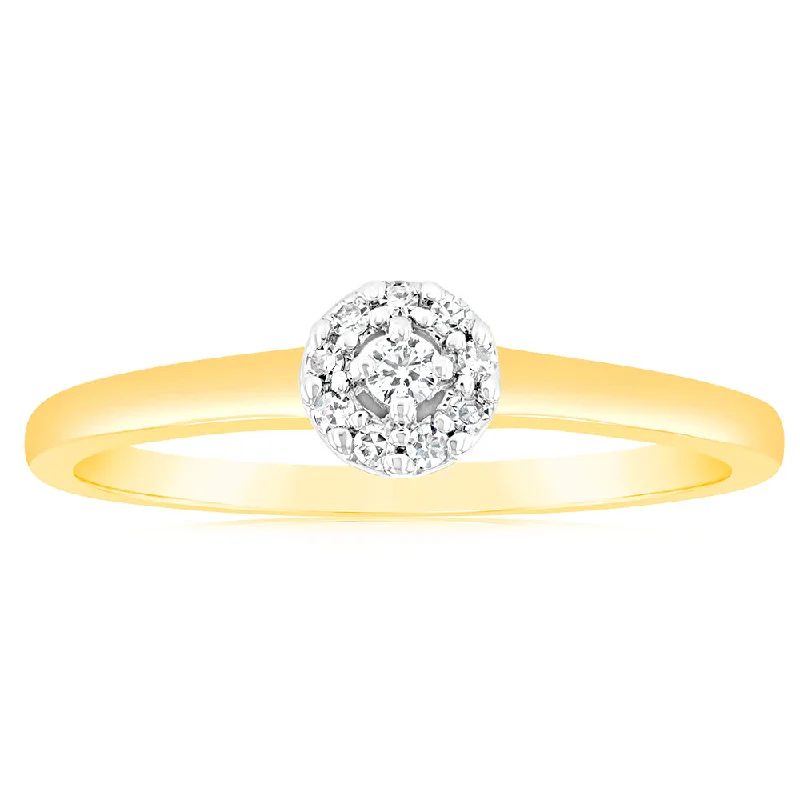 women’s wedding and engagement rings -Luminesce Lab Grown 9ct Yellow Gold 10 Brilliant Cut Diamonds Engagement Ring