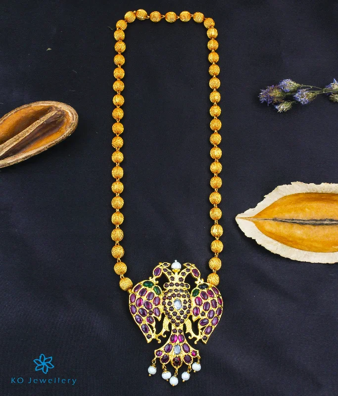 gold chain necklaces for women -The Niyathi Gandaberunda Silver Beads  Necklace