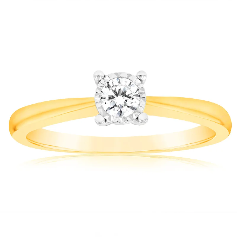 silver diamond engagement rings -Luminesce Lab Grown Diamond Engagement Ring in 9ct Yellow Gold