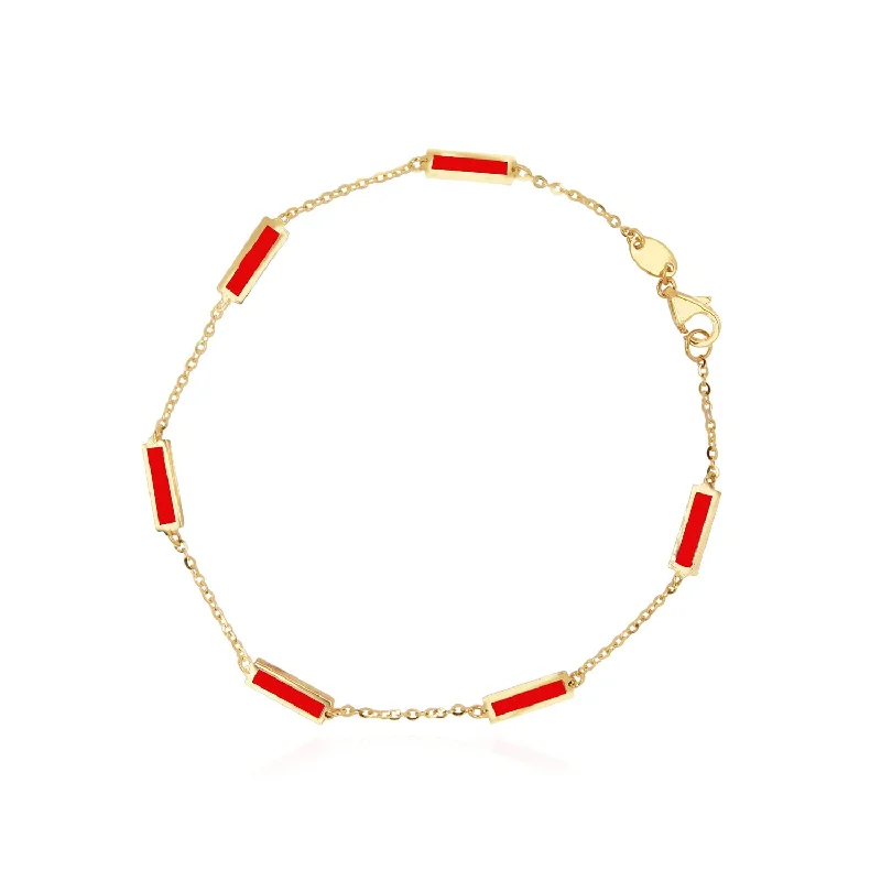 Coral Bar Chain Bracelet