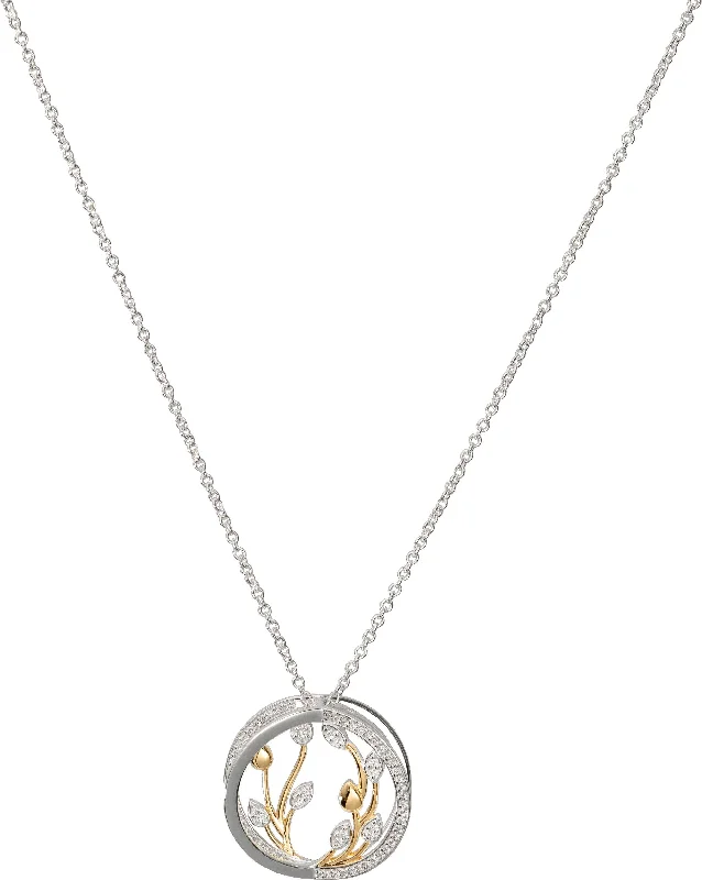 silver necklaces for women -Unique & Co 3D 18ct Gold & Sterling Silver CZ Flowerbuds Necklace