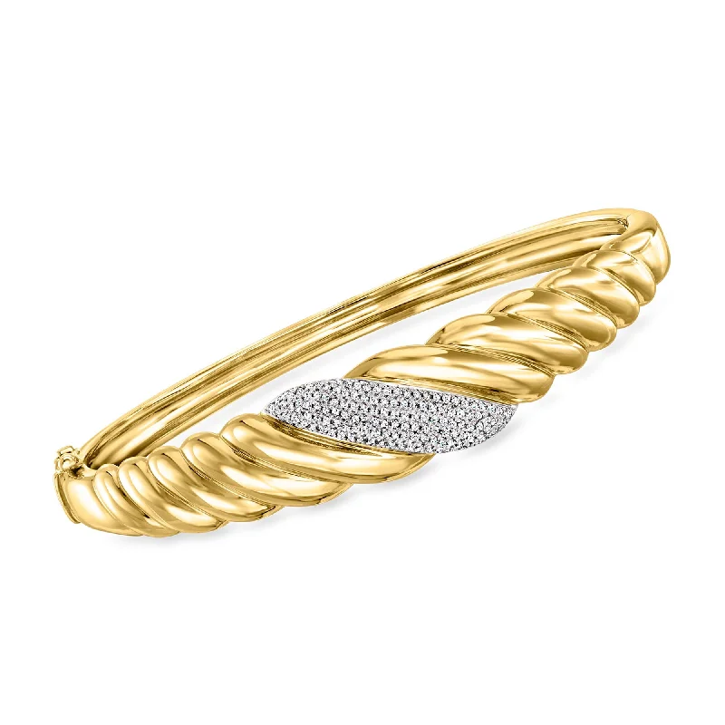 Ross-Simons Diamond Shrimp Bangle Bracelet in 18kt Yellow Gold