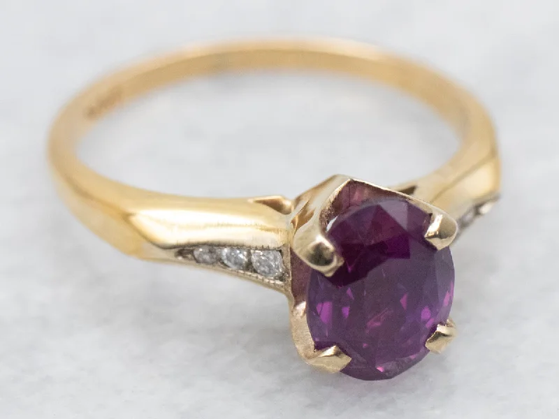 affordable custom engagement rings -Pretty Plum Sapphire and Diamond Engagement Ring