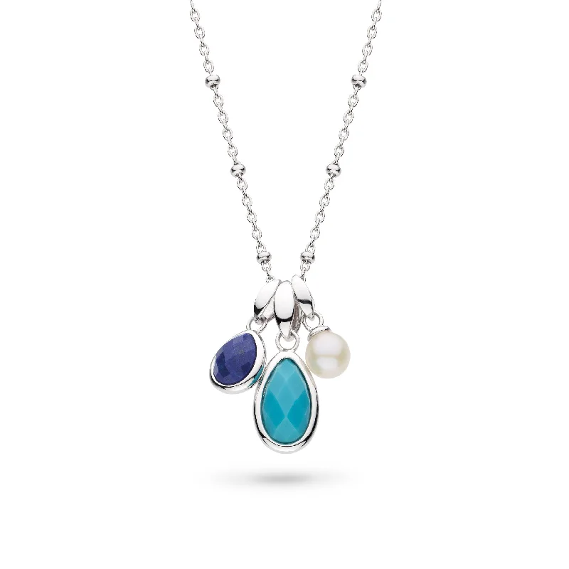 dainty necklaces for women -Kit Heath Pebble Azure Gemstone Trio Pendant Necklace