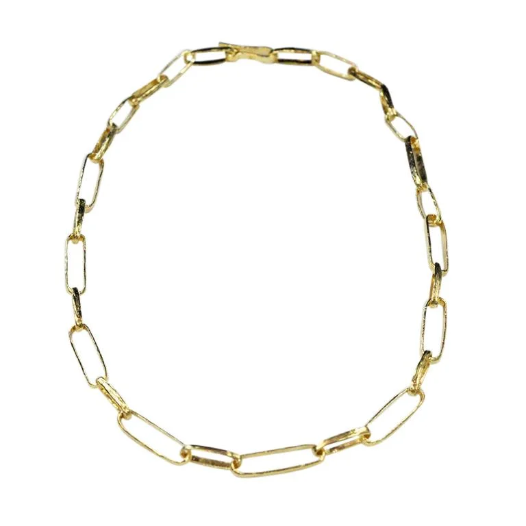 sapphire necklaces for women -Saphirim Oval Link Necklace - 18ct Gold Vermeil