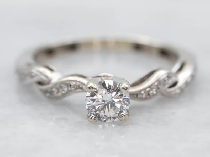 diamond cluster engagement rings -White Gold Diamond Engagement Ring with Diamond Accents