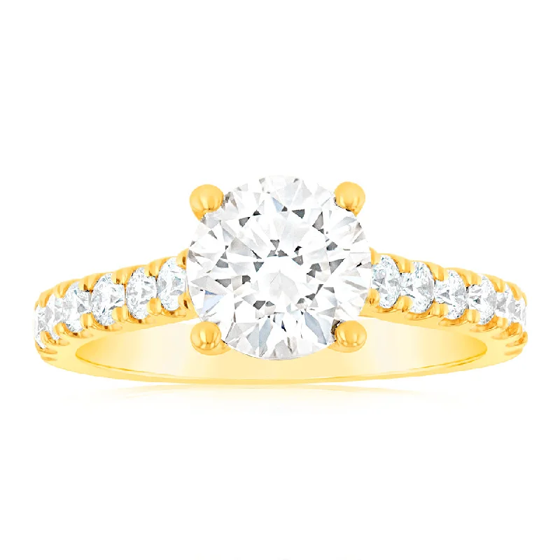 white gold engagement rings -Luminesce Lab Grown 18ct Yellow Gold 2 Carat TW 1.5 Carat Certified Diamond Engagement Ring