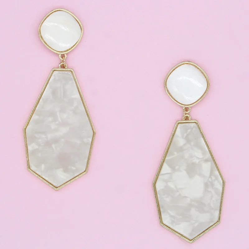 Talia Resin Drop Earrings- Ivory/ Mother of Pearl