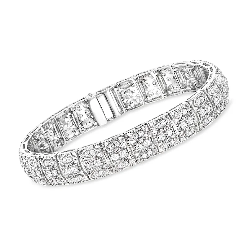 Ross-Simons CZ Vintage-Style Bracelet in Sterling Silver