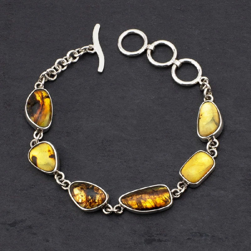 Small Silver and Amber Stone Bracelet