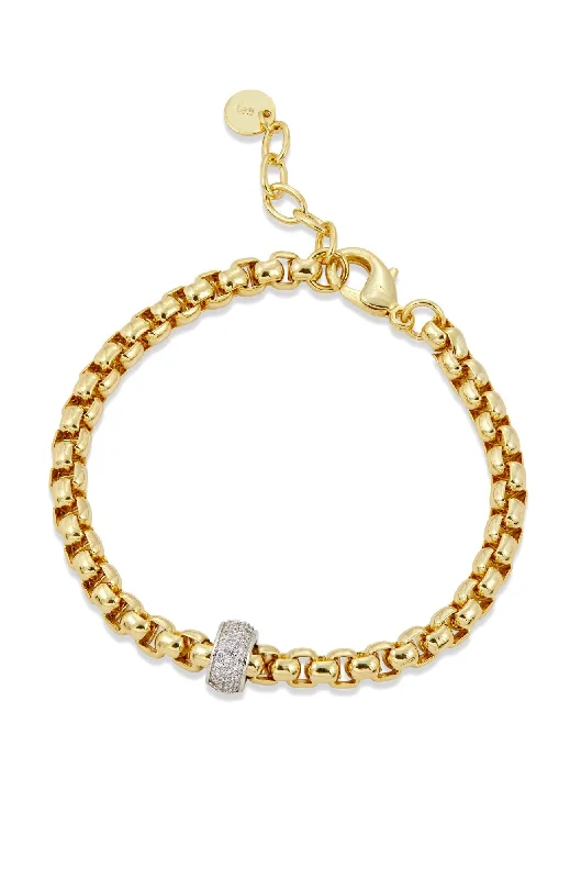 18K GOLD PLATED ROUNDE FRANCO WITH PAVE RHONDELLE BRACELET