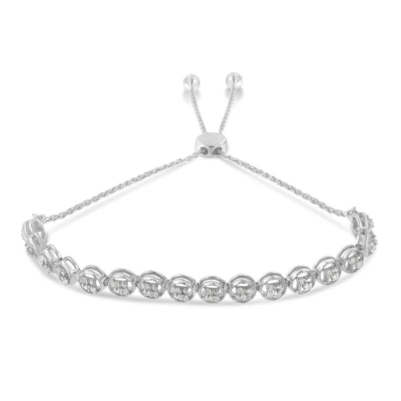 Sterling Silver Diamond Bolo Bracelet