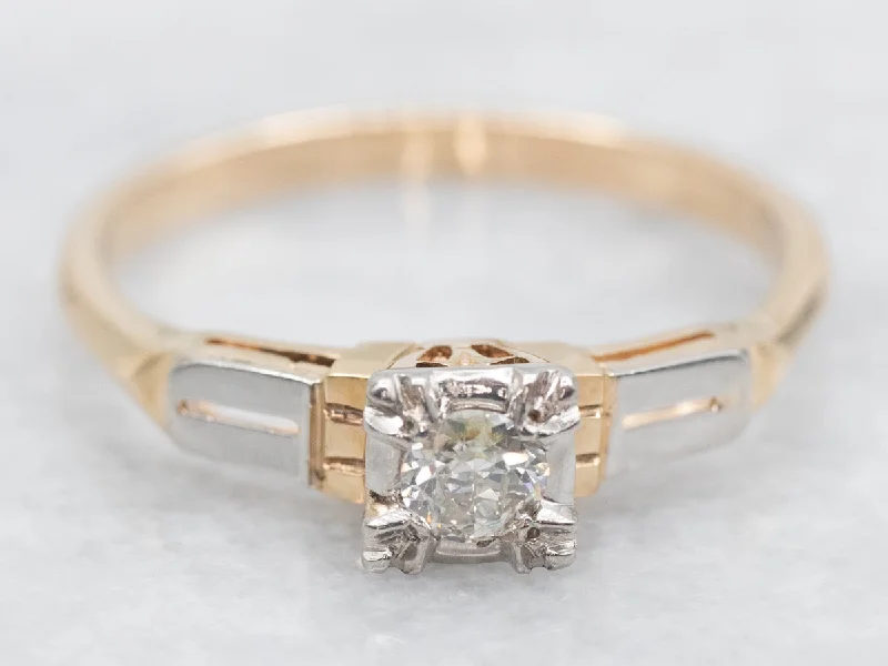 princess cut engagement rings for women -Retro Old Mine Cut Diamond Solitaire Engagement Ring