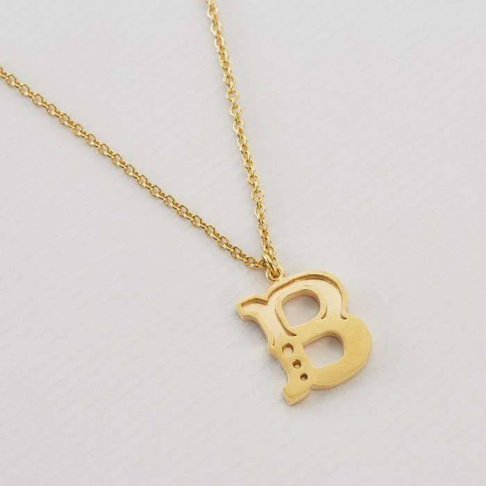 men’s and women’s matching necklaces -Alex Monroe 22ct Gold Vermeil Just My Type Letter B Necklace