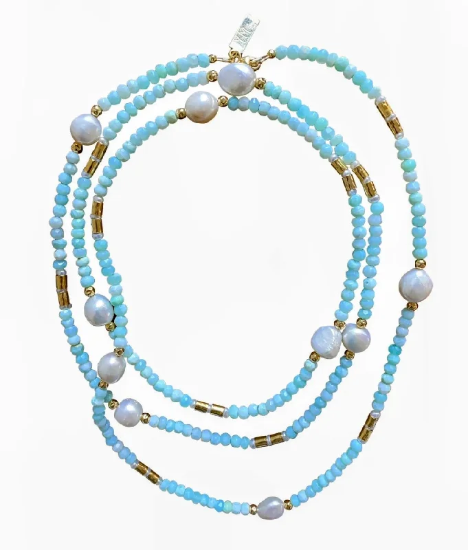 dainty necklaces for women -Yaron Morhaim Long Peruvian Opal Necklace