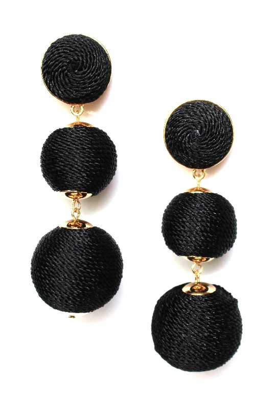 Shimmer Lee Drop Earrings- Black