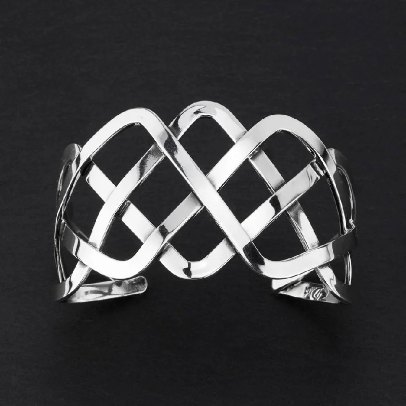 Wide Sterling Silver Braided Cuff Bracelet