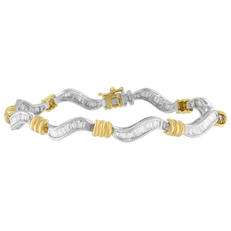 Original Classics 10K Two-Tone Gold Baguette Cut Diamond Spiral Bracelet