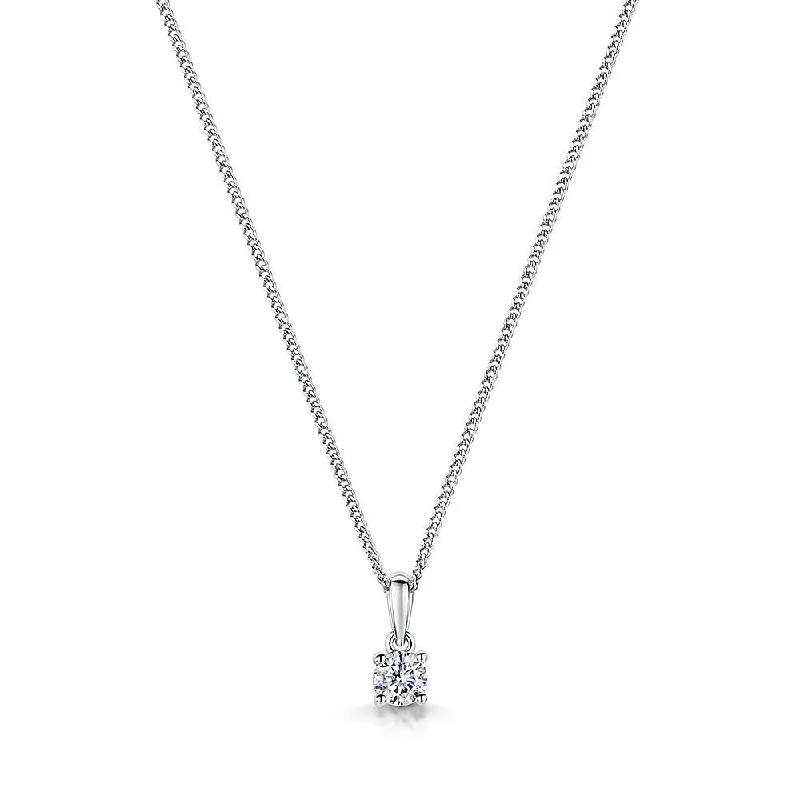 women’s engagement pendant necklaces -Jools Sterling Silver 0.4cm Cubic Zirconia Pendant Necklace