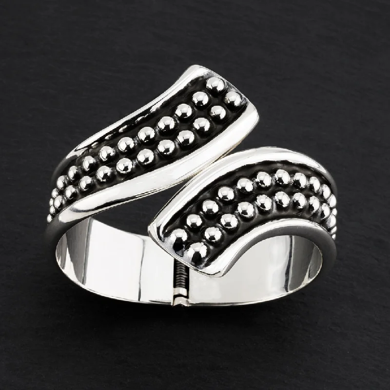 Mexican Silver Beaded Clamper Bracelet