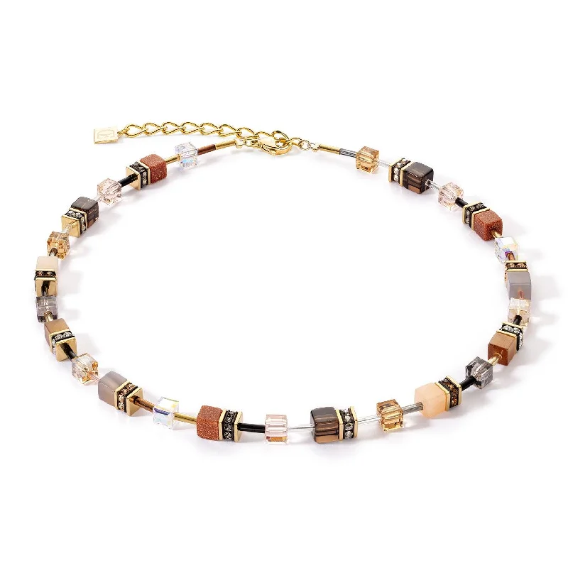 beautiful gemstone necklaces for women -Coeur De Lion GeoCUBE® Iconic Precious Brown Necklace