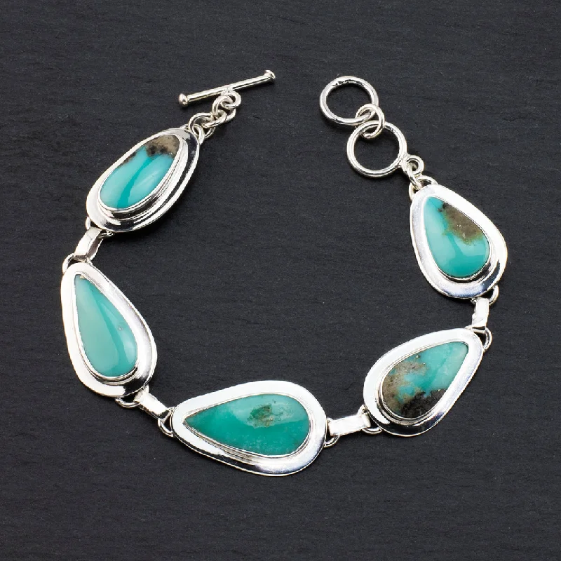 Sterling Silver and Genuine Turquoise Link Bracelet