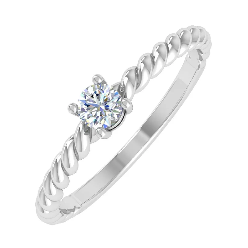 custom engagement rings for women -0.15 Carat Solitaire Diamond Twisted Rope Engagement Ring in Gold - IGI Certified