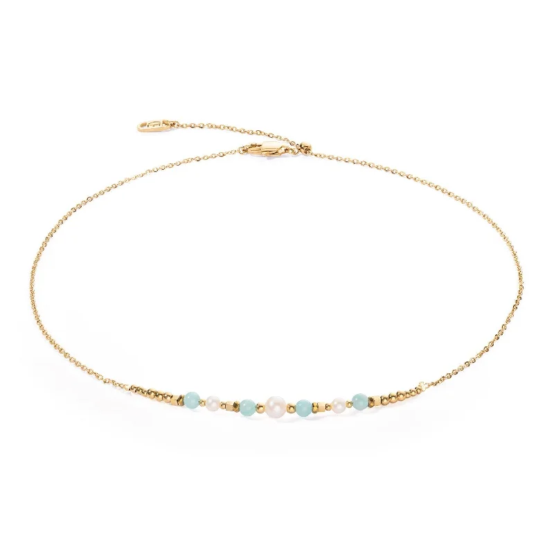 creative design necklaces for women -Coeur De Lion Princess Pearls Gold-Green Necklace