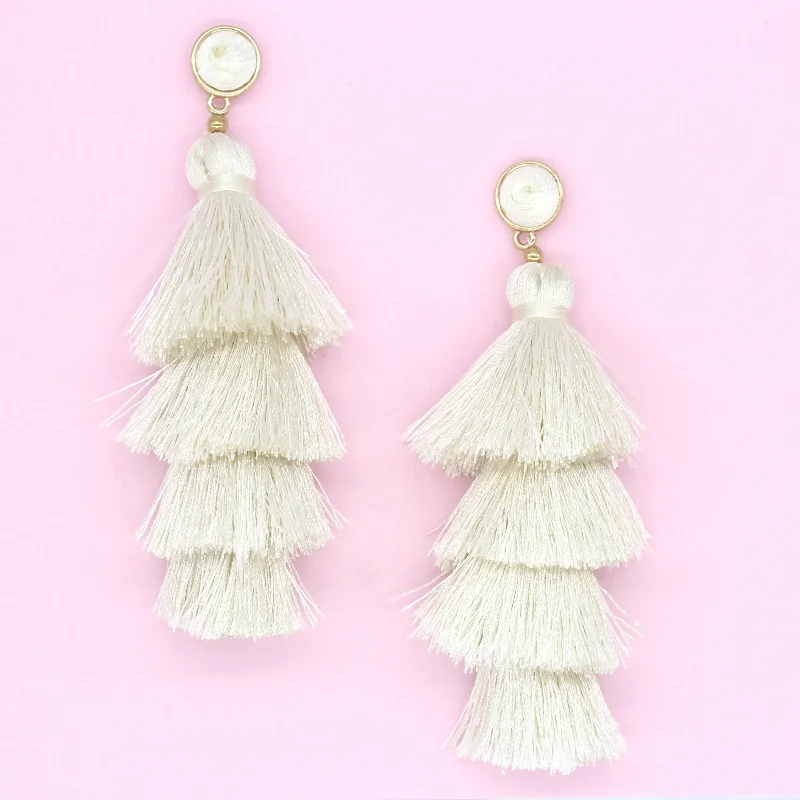 Chelsea Tassel Earrings- Ivory