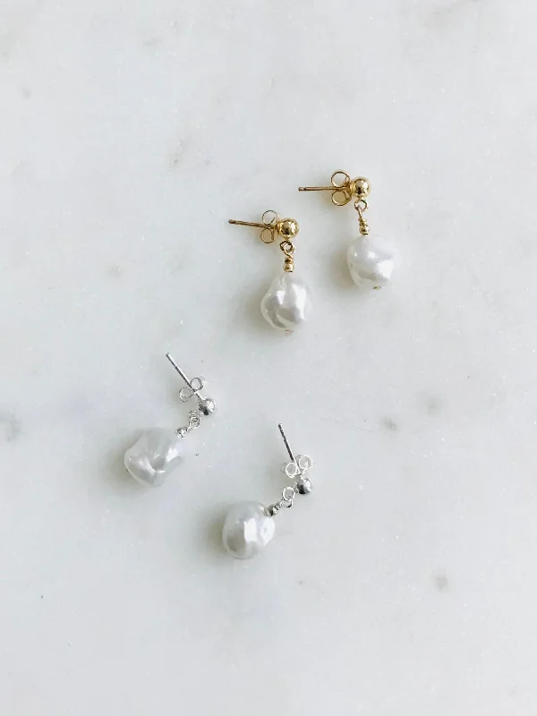 Ball & Pearl Dangle Earrings