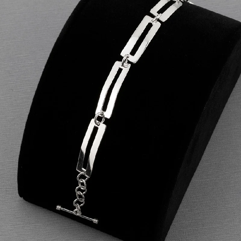 Sterling Silver Rectangular Link Bracelet