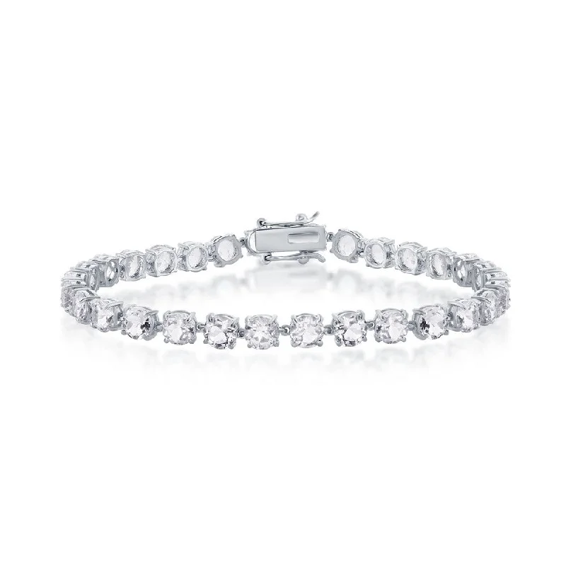 Sterling Silver Round Gem Tennis Bracelet