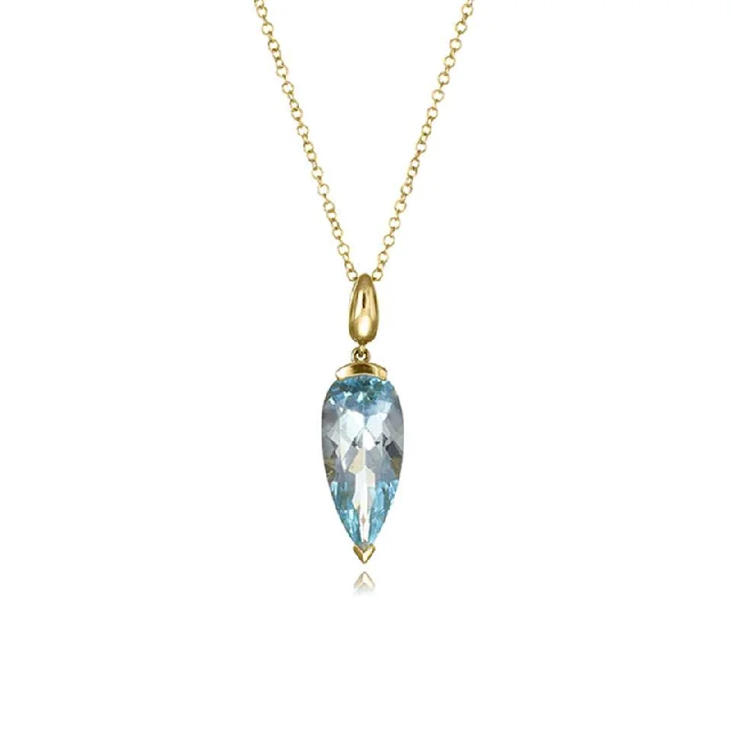 vintage style necklaces for women -18ct Gold Blue Topaz Drop Necklace