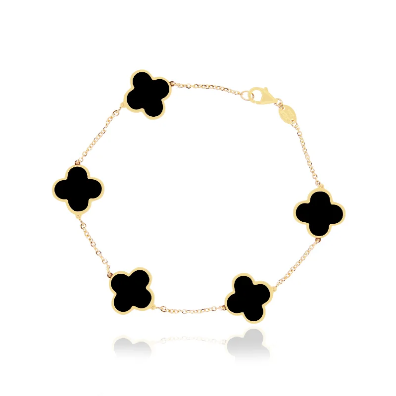 Large Onyx Clover Bracelet