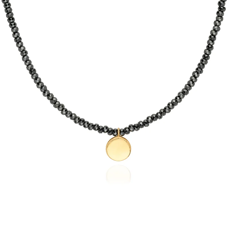 gold chain necklaces for women -Anna Beck Beaded Hematite Circle Pendant Necklace