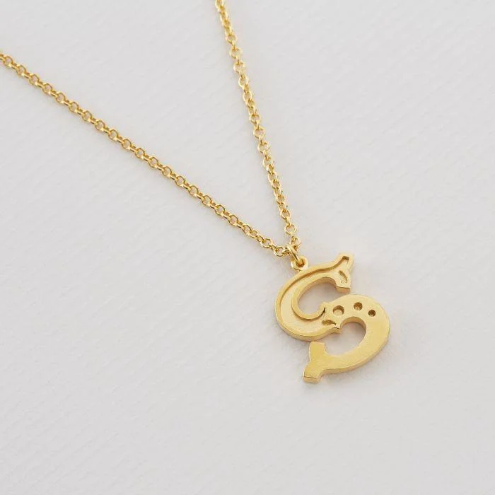 matching necklaces for women -Alex Monroe 22ct Gold Vermeil Just My Type Letter S Necklace