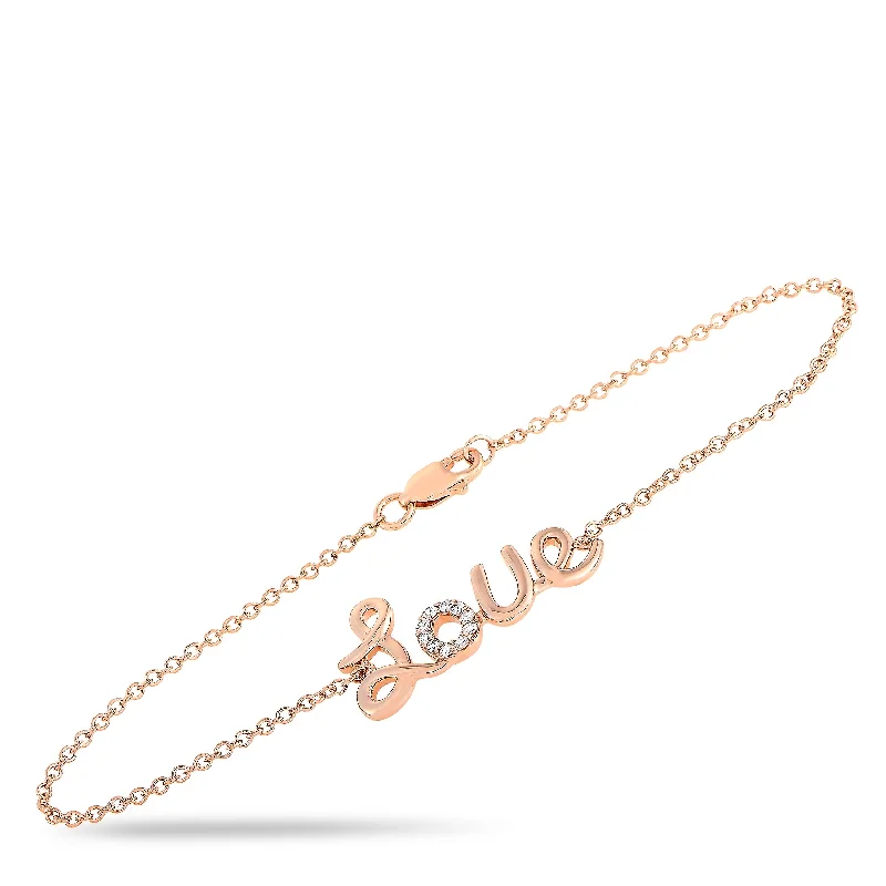 LB Exclusive 14K Rose Gold 0.10 ct Diamond Love Bracelet