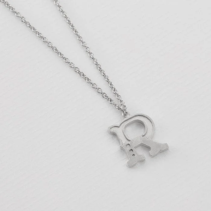 lucky charm necklaces for women -Alex Monroe Sterling Silver Just My Type Letter R Necklace