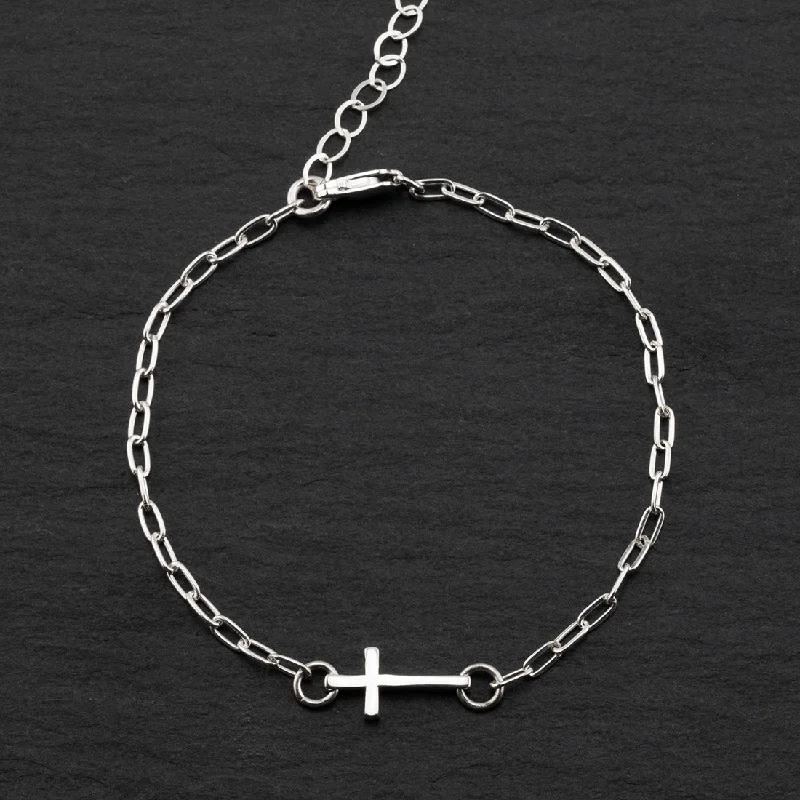 Dainty Sterling Silver Cross Bracelet