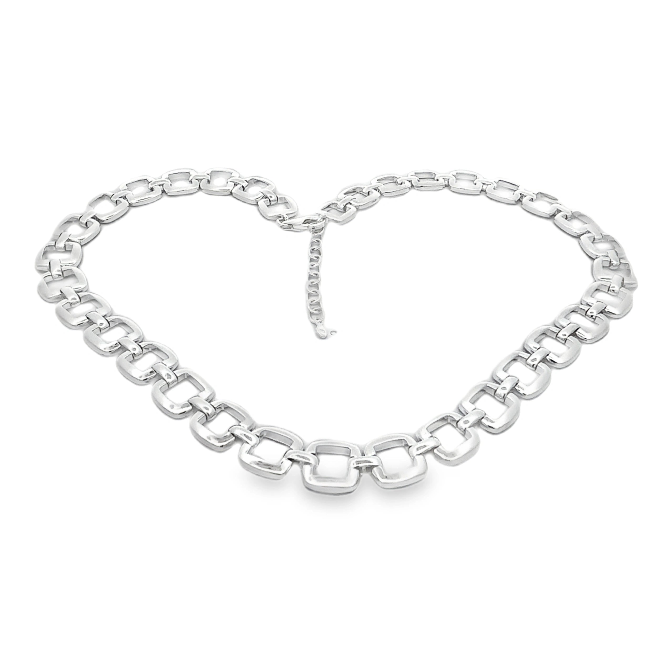 unique charm necklaces for women -Sterling Silver Open Cushion Necklace