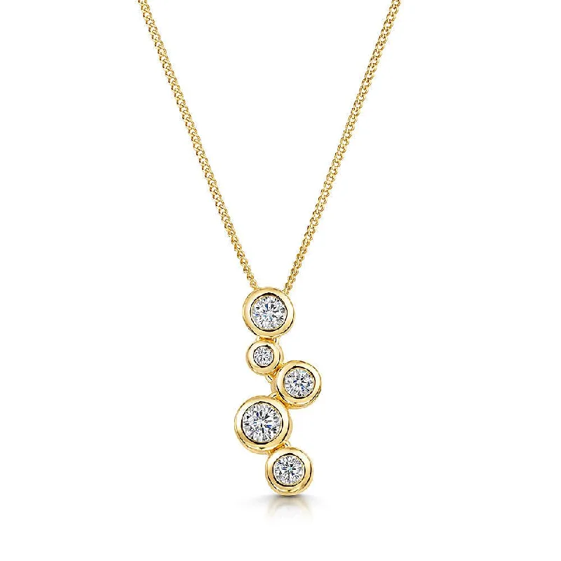 stacked necklaces for women -5 Stone Bubbles Pendant Necklace - Yellow Gold