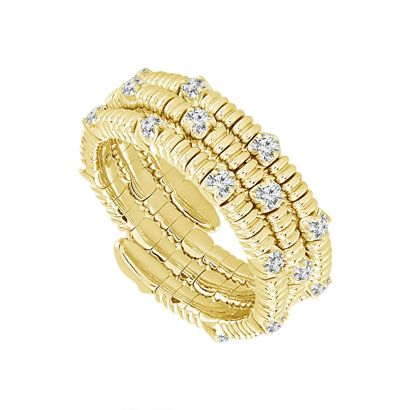 14K Yellow Gold 0.25ctw Round Diamond Multi Row Ring