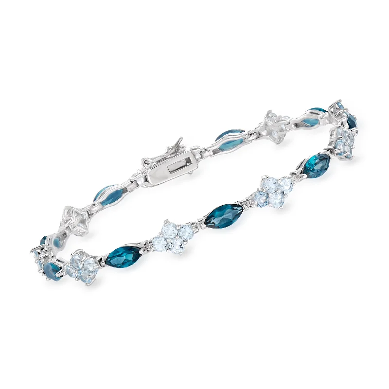 Ross-Simons London and Sky Blue Topaz Tennis Bracelet in Sterling Silver