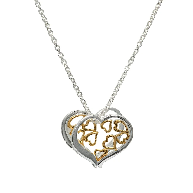 layered chain necklaces for women -Unique & Co Hearts Necklace - 18ct Gold Vermeil